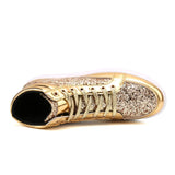 Men's Women's Bling Lace Up Sneakers - Gold - Bling Sneakers - 9.5 B - PU Leather - image 20