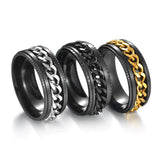 Men's Moveable Ring Titanium Steel Ring - Black/Gold - Spinner Anxiety Ring - 11 - Titanium - image 1