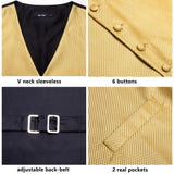 Men's 4 Pcs Formal Gold Vest Tie Set - Gold - 4Pcs Set -MJ-0023 - XXXL - Silk - image 8