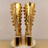 Women's Gold Buckle Strap Platform Boots - Gold - Buckle Boots - 46 B - PU Leather - image 14