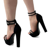 Women's Block Heel High Platform Sandals - Wine Red - Platform Shoes - 44 B - PU Leather - image 10