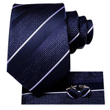 Funki Buys | Neckties | Men's 3 Pcs Navy Formal Silk Tie Set