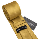 Men's 3 Pcs Silk Gold Premium Tie Set - Gold - 3pc Tie Set - N-5244 - One Size - Silk - image 7