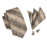 Men's 5 Pcs Floral Bronze Tie Set - Bronze - 5Pcs Set -N-0271 - One Size - Silk - image 2