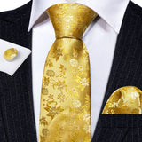 Men's 3 Pcs Classic Gold Tie Set - Gold - N-5150 - One Size - Silk - image 39