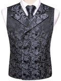 Men's 4 Pcs Formal Floral Tie Vest Sets - Brown - 4pc Tie Set - HT-MJ-0093 - 3XL - Silk - image 11