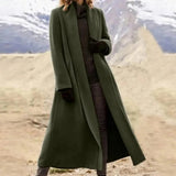 Women's Long Woolen Cardigan Coat - Black - Jacket - 3XL - Wool Blend - image 6