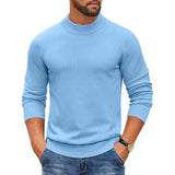 Men's Slim Fit Round-Neck Pullovers - Black - Mock Neck Sweater - XXXL - Polyester - image 16