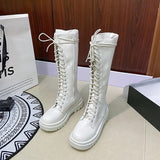 Women's Gothic Lace Up High Top Boots - Black - Lace Up Boot - 43 B - PU Leather - image 23