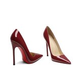 Women's Luxury Patent Leather Stilettos - Burgundy - 12cm - 43 B - Genuine Patent Leather - image 5