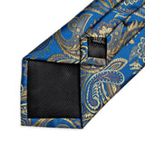 Men's 3 Pcs Luxury Blue Yellow Tie Set - Blue - MJ-7391 - One Size - Silk - image 6