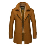 Men's Long Winter Warm Lined Dust Coat - Yellow - Long Dust Jacket - 4 XL - Polyester - image 3
