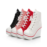 Women's Canvas Elevator Platform Sneaker - Black - Platform Sneakers - 43 B - Canvas - image 37