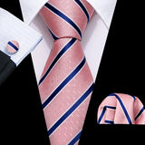 Men's 3 Pcs Classic Formal Tie Sets - Pink - Stripe 6008 - One Size - Silk - image 9