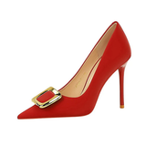 Funki Buys | Shoes | Women's Square Buckle Pointed Toe Pumps