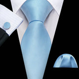 Funki Buys | Neckties | Men's 3 Pcs Blue Formal Silk Tie Set