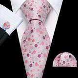 Men's 3 Pcs Classic Formal Tie Sets - Pink - Flower 6492 - One Size - Silk - image 10