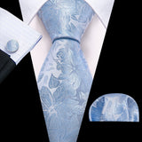 Funki Buys | Neckties | Men's 3 Pcs Blue Formal Silk Tie Set