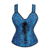 Women's Satin Shoulder Straps Corsets - Black/Blue - 6806 Corset - 6XL - Polyester - image 20