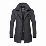 Men's Long Winter Warm Lined Dust Coat - Gray - Long Dust Jacket - 4 XL - Polyester - image 4