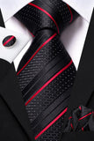 Funki Buys | Neckties | Men's 3 Pcs Black Red Striped Tie Set