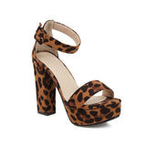 Women's High Leopard Print Platform Sandals - Leopard Pattern - Beige Brown - 44 B - PU Suede Leather - image 18