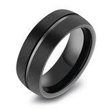 Tungsten Brushed Black Bevilled Bands - Black - Wedding Band 8mm - 13 - Tungsten - image 7