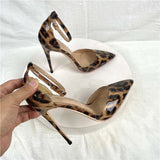 Women's Patent Leopard Stiletto Sandals - Leopard - 12cm - 46 B - Genuine Patent Leather - image 6
