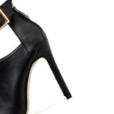 Women's High Buckle Strap Stiletto Sandal - Black - Buckle Strap Stilettos - 46 B - PU Leather - image 25