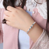 Men's Women's Silver Hand Hug Bangle - Silver - Unisex Bracelet - Adjustable - Sterling Silver - image 8