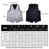 Men's 4 Pcs Luxury Silver Vest Tie Set - Silver -4Pcs Set -M-0103 - XXXL - Silk - image 9