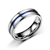 Men's Women's Titanium Blue Groove Ring - Black - Men's - 8mm Ring - 13 - Tungsten Carbide - image 10
