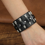 Unisex Leather Gothic Wristband - Black - Gothic Bracelet - Medium - PU Leather - image 3