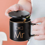 Mr and Mrs Coffee Mugs Bridal Gift-Set - White/Black - Mr and Mrs 2 Cup Set - 400ml - Ceramic - image 50