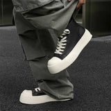 Women's Men's Platform High Top Sneakers - Black - Platform Sneakers - 46 B - Canvas - image 14