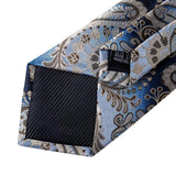 Men's 3 Pcs Formal Blue Paisley Tie Set - Blue - 3 Pcs Necktie Set - One Size - Silk - image 1
