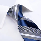 Funki Buys | Neckties | Men's 3 Pcs Dark Blue White Striped Tie Set