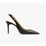 Women's Elegant Luxury Slingback Pumps - Black - 2 / 8cm Stiletto - 43 B - PU Leather - image 23