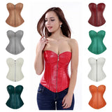 Women's Faux Leather Zip Up Corset - Black - Zip Up Corset - 7XL - PU Leather - image 19
