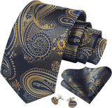 Men's 3 Pcs Silk Paisley Formal Tie Set - Blue - TZ-Y08 - One Size - Silk - image 26