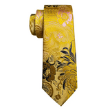 Funki Buys | Neckties | Men's 3 Pcs Golden Navy Floral Tie Set