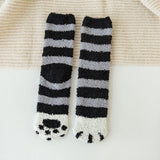 Unisex Fuzzy Warm Paw Print Socks 6 Pcs - Black/Grey - 6 Pcs / Stripes / Socks - One Size - EU35-41 - Polyester - image 20