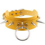 Unisex Rings Spikes Choker Necklace - Black - Rings Choker Necklace - PU Leather - image 6