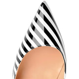 Women's Luxury Striped High Heel Stilettos - Black/White - 12cm Heel - 46 B - PU Leather - image 14