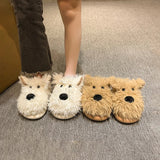 Women's Cute Shaggy Dog Slippers - Beige - Dog Slippers - 36-37 - Plush - image 21
