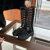 Women's Cut Out Gladiator Sandals - Black - Platform Sandals - 42 B - PU Leather - image 10