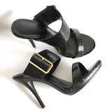 Women's Big Buckle High Heel Slides - Black - Formal Shoes - 43 B - PU Leather - image 18