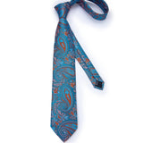Men's 3 Pcs Stylish Blue Floral Tie Set - Blue - SJT-7278 - One Size - Silk - image 5
