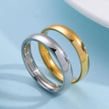 Unisex Titanium Gold Silver Rainbow Rings - Gold - 4mm Ring - 13 - Stainless Steel - image 8