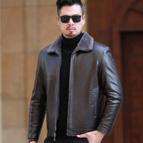Men's Leather Fleece Lined Short Jackets - Black - Men's Business Jacket - 7XL - Genuine Leather - image 10